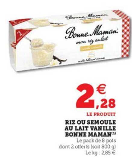 Riz Ou Semoule Au Lait Vanille Bonne Maman