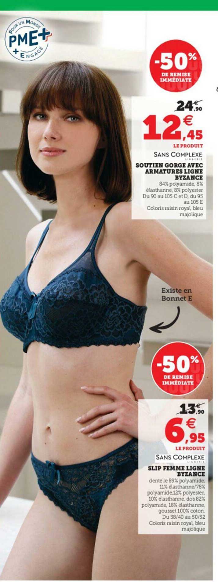 soutien gorge avec armatures ligne byzance sans complexe, slip femme ligne bizance