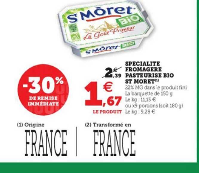 spécialité fromagère pasteurisé bio st môret