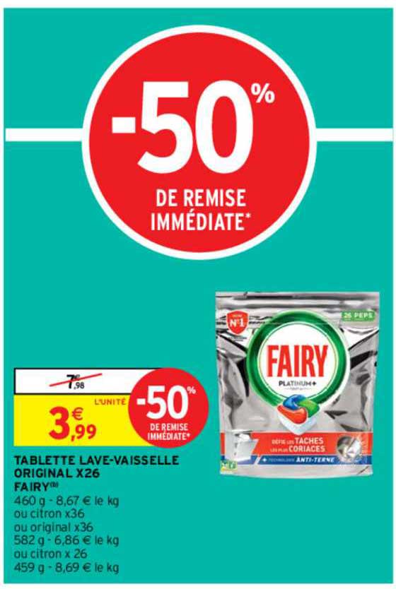 tablette lave-vaisselle original x26 fairy