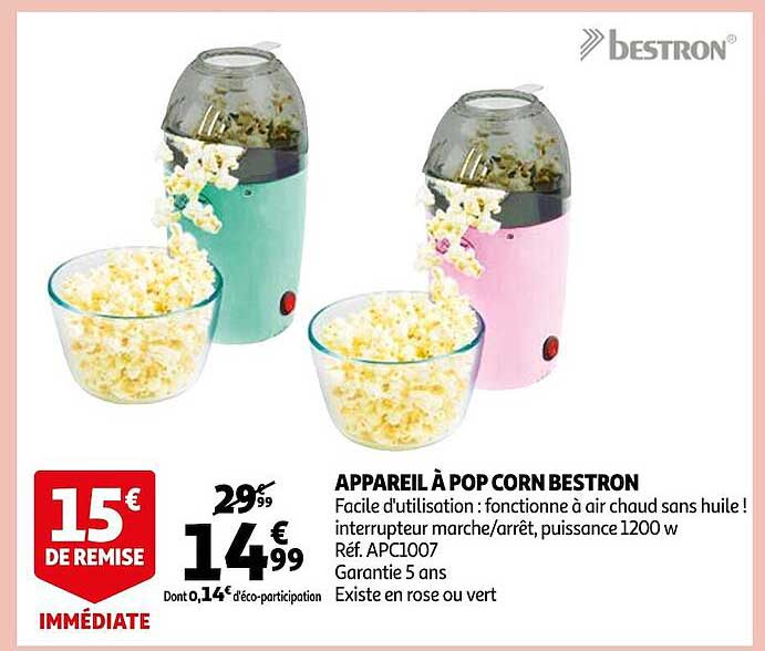 appareil à pop corn bestron