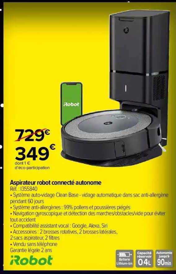 aspirateur robot connecté autonomie