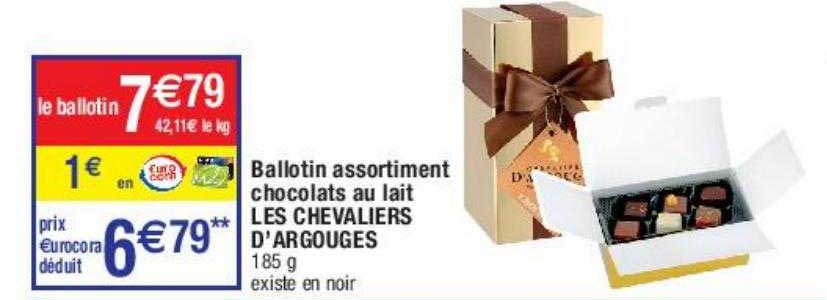 ballotin assortiment chocolats au lait les chevalier d'argouges