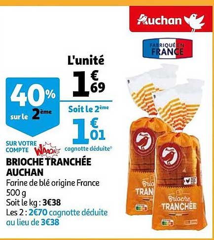 Brioche Tranchée Auchan