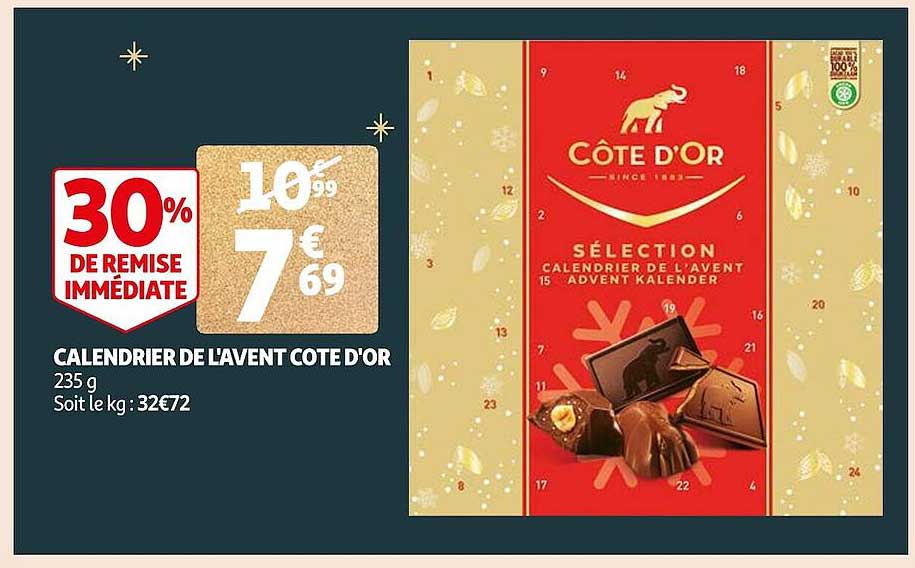calendrier de l'avent cote d'or