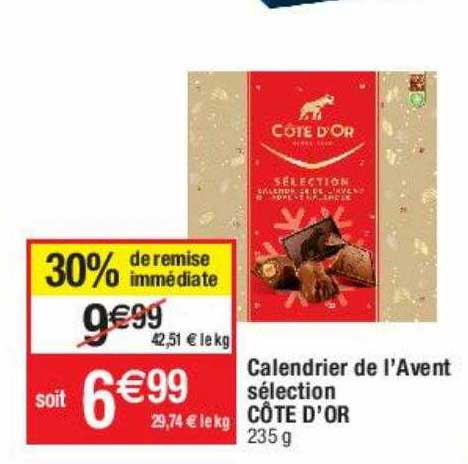 calendrier de l'avent sélection côte d'or