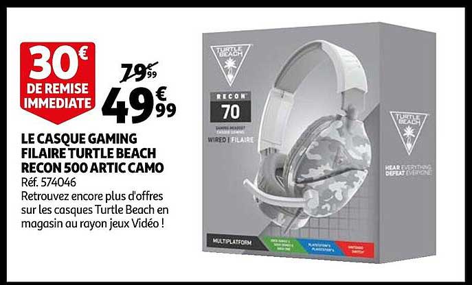 caque gaming filaire turtle beach recon 500 artic camo