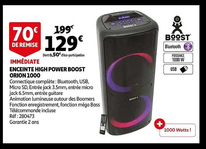 enceintes high power boost orion 1000