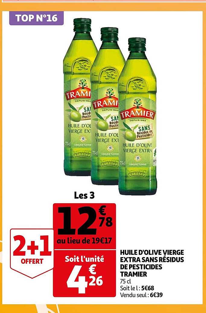 huile d'olive vierge extra sans résidus de pesticides tramier
