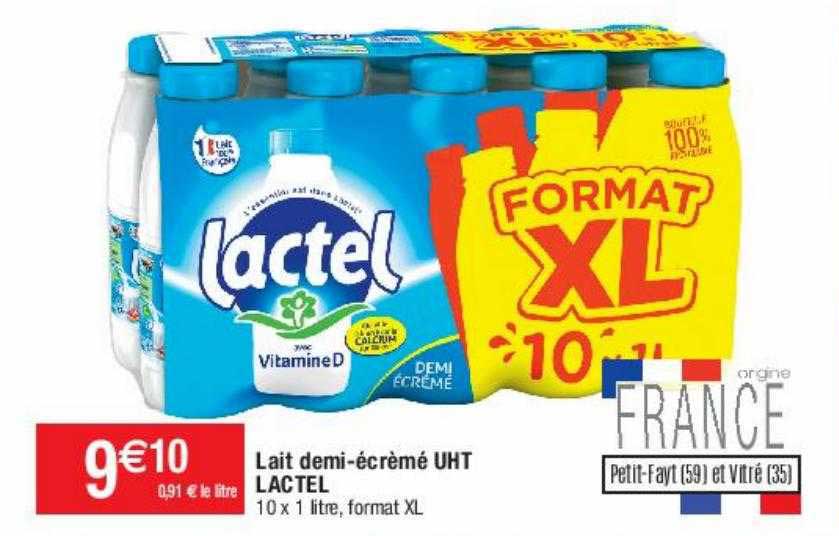 lait demi-écrèmé uht lactel