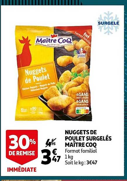 nuggets de poulet surgelés maître coq