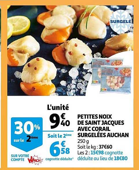 petites noix de saint jacques avec corail surgelées auchan