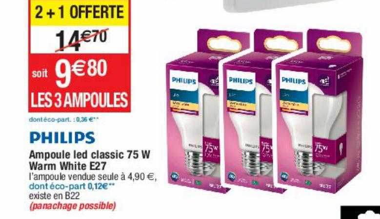 philips ampoule led classic 75w warm white e27