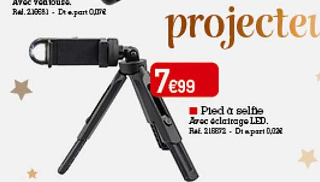 pied à selfie avec éclairage led