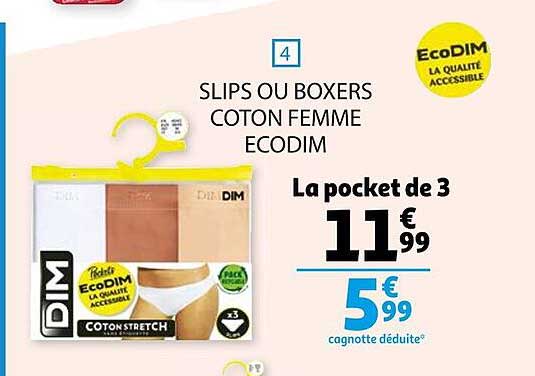 pocket de 3 flips ou boxers coton femme ecodim