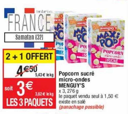 popcorn sucré micro-ondes menguy's