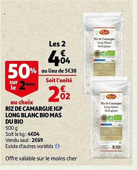 riz de camargue igp long blanc bio mas du bio
