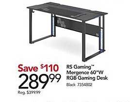 rs gaming mergence 10"w rgb gaming desk