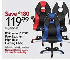 rs gaming rgx gaux leather high-back gaming chair