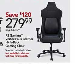 rs gaming vertex faut leather high-back gaming chair
