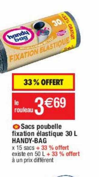 sacs poubelles fixation élastique 30l handy-bag