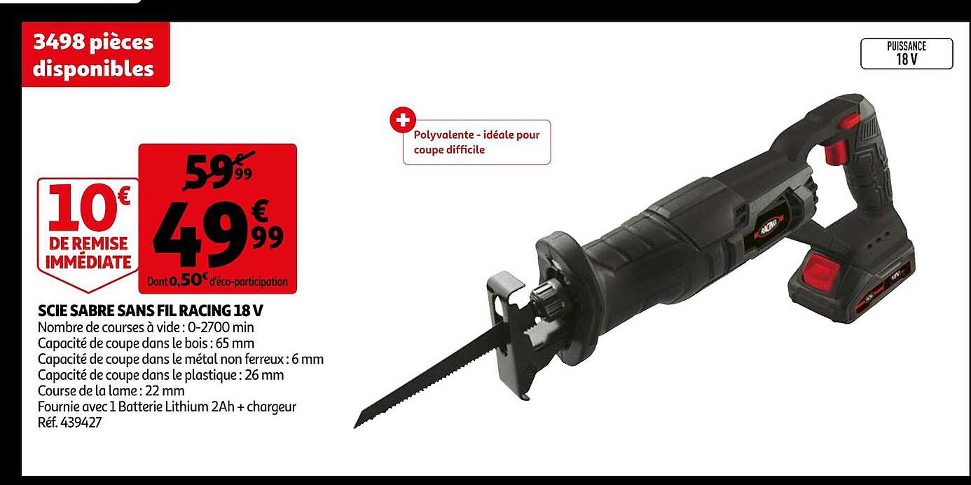 scie sabre sans fil racing 18v