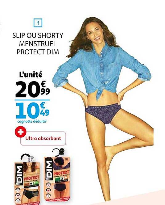slip ou shorty menstruel protect dim