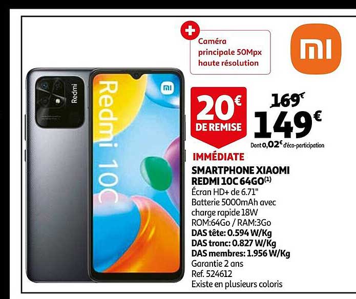 smartphone xiaomi redmi 10c 64go