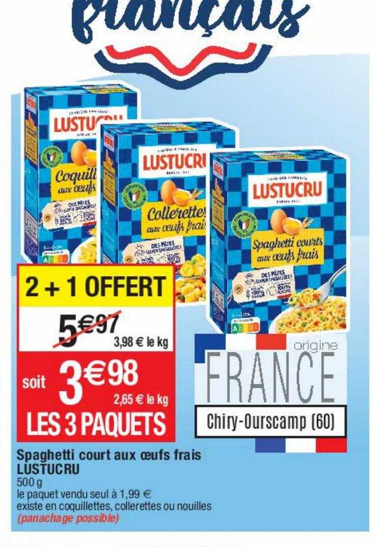 spaghetti court aux œufs frais lustucru