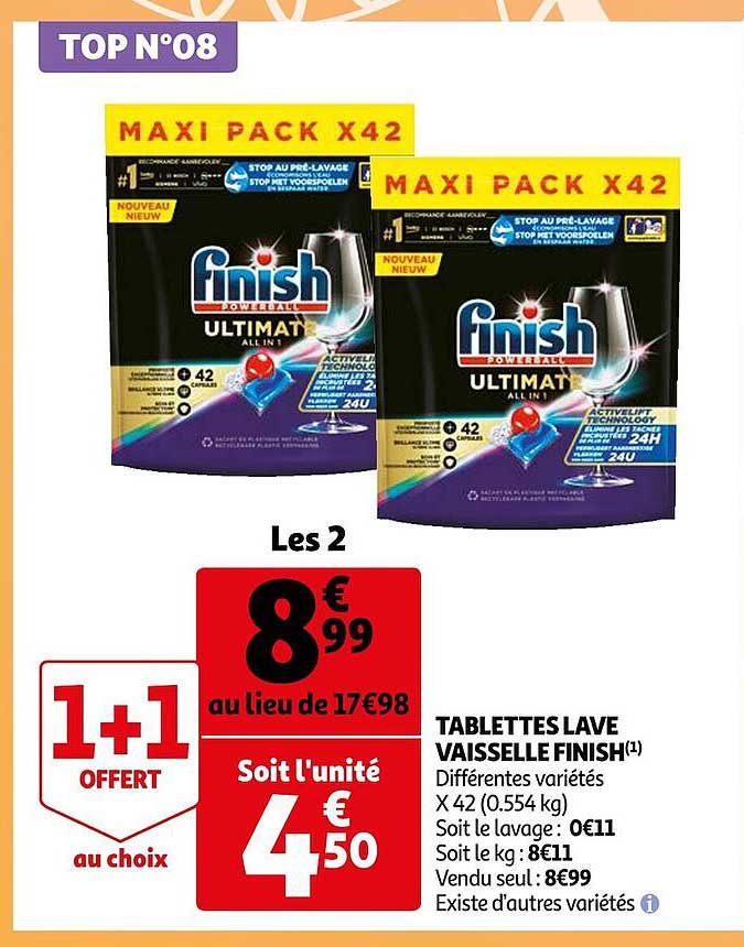 tablettes lave vaisselle finish