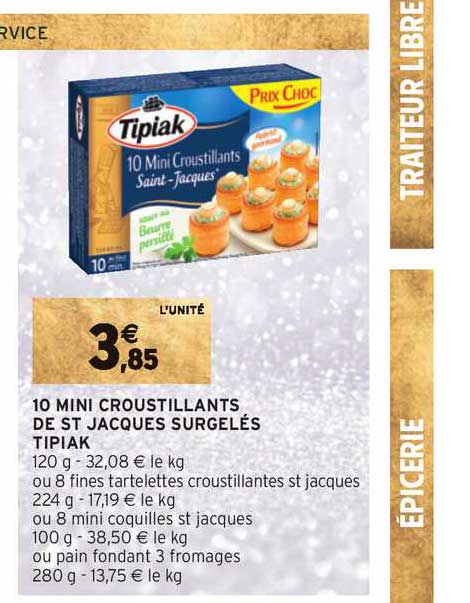 10 mini croustillants de st jacques surgelés tipiak