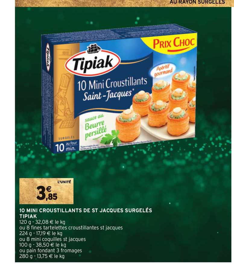 10 mini croustillants et st jacques surgelés tipiak