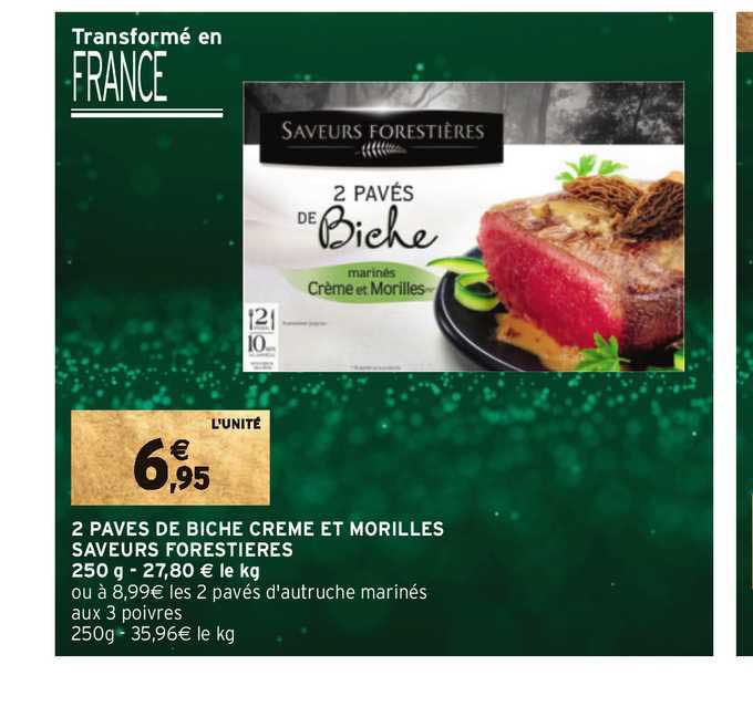 2 pavés de biche crème et morilles saveurs forestières