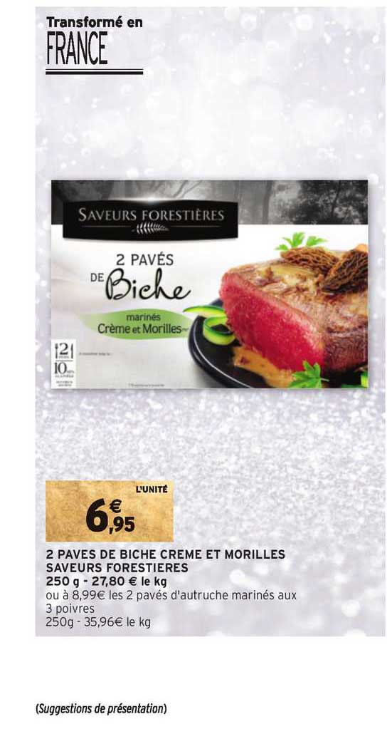 2 pavés de biche crème et morilles saveurs forestières