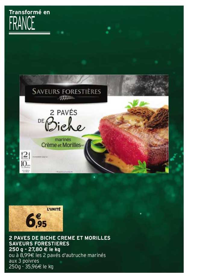 2 pavés de biche crème et morilles saveurs forestières