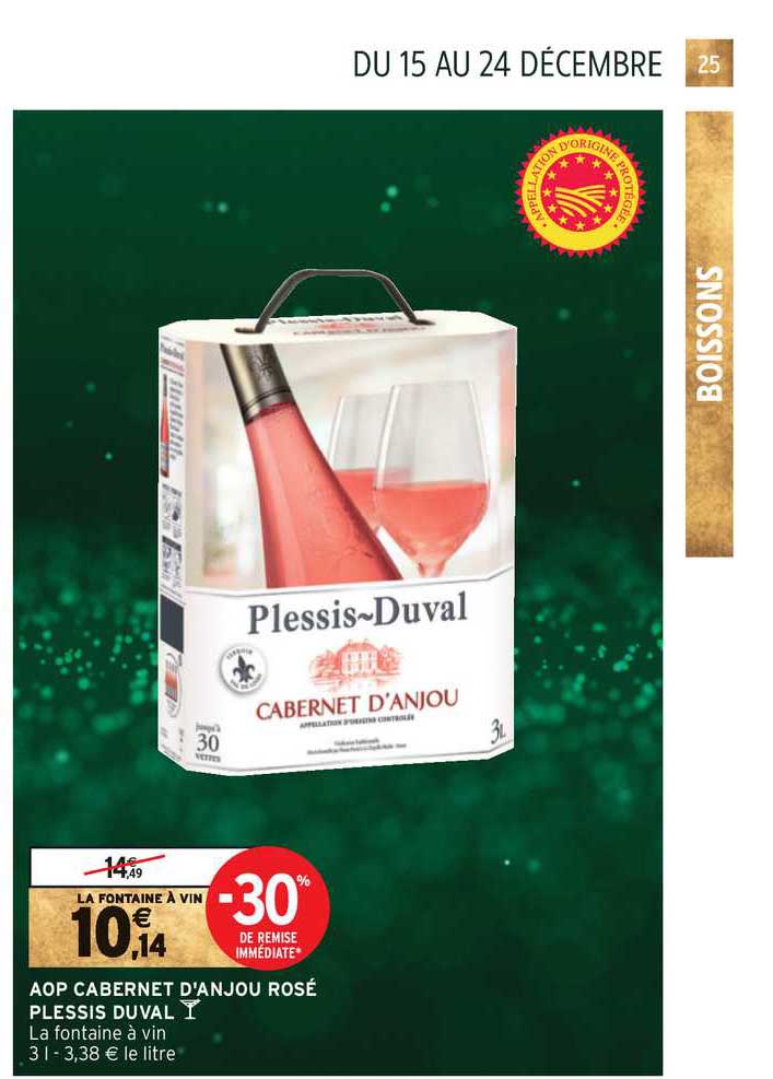 aop cabernet d'anjou rosé plessis duval -30% de remise immédiate