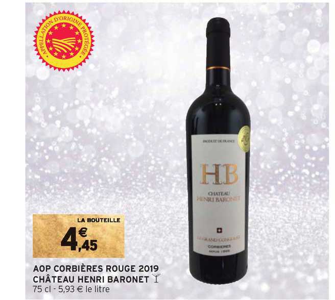 aop corbières rouge 2019 château henri baronet