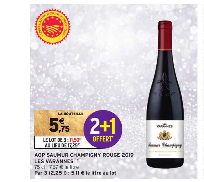 aop saumur champigny rouge 2019 les varannes 2+1 offert