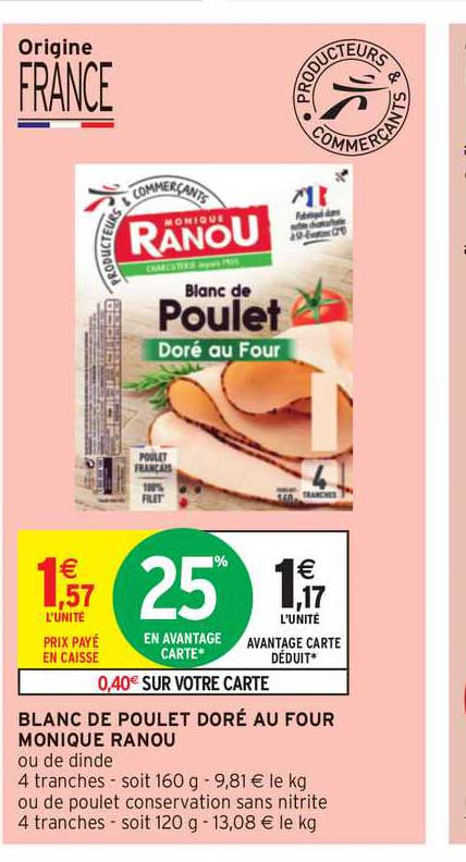 blanc de poulet doré au  four monique ranou