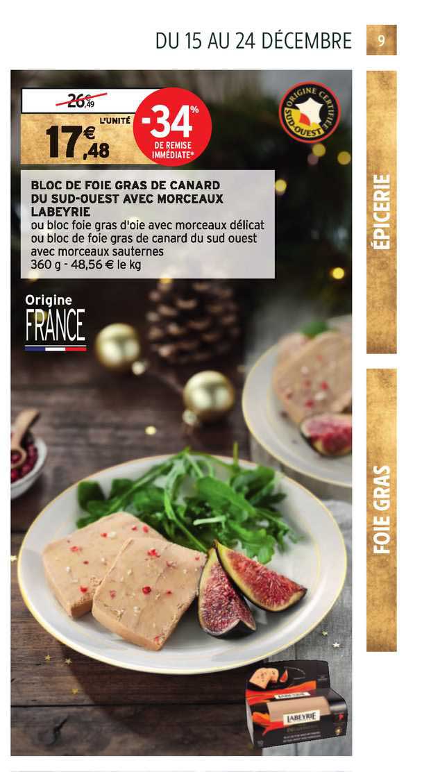 bloc de foie gras de canard du sud-ouest avec morceaux labeyrie