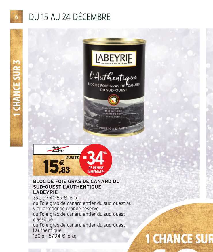 Bloc De Foie Gras De Canard Du Sud-ouest L'authentique Labeyrie