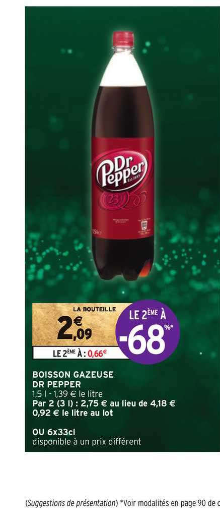 Boisson Gazeuse Dr Pepper Le 2ème à -68%