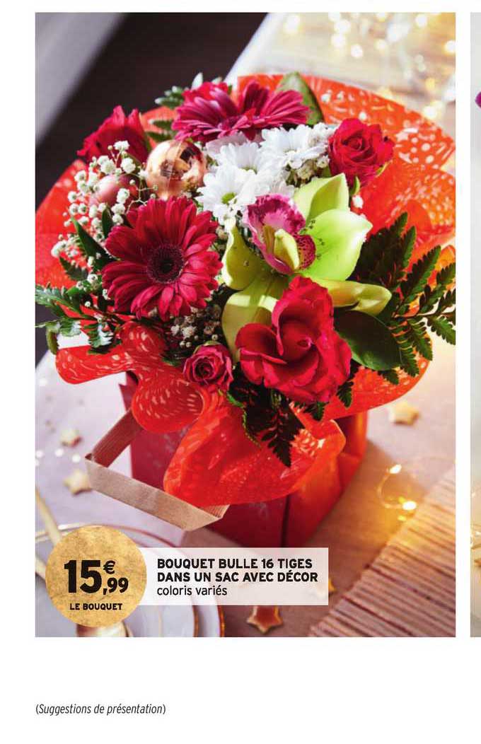 bouquet bulle 16 tiges dans un sac avec décor