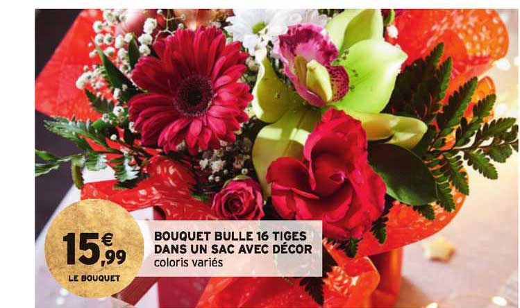 bouquet bulle 16 tiges dans un sac avec décor