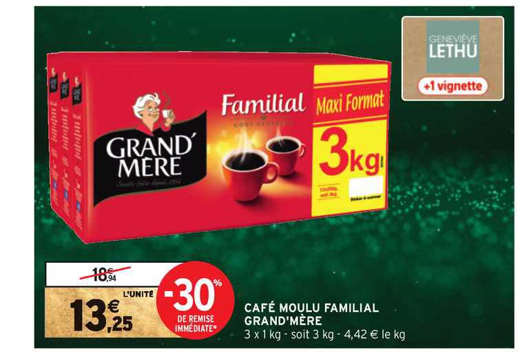 Café Moulu Familial Grand'mère -30% De Remise Immédiate