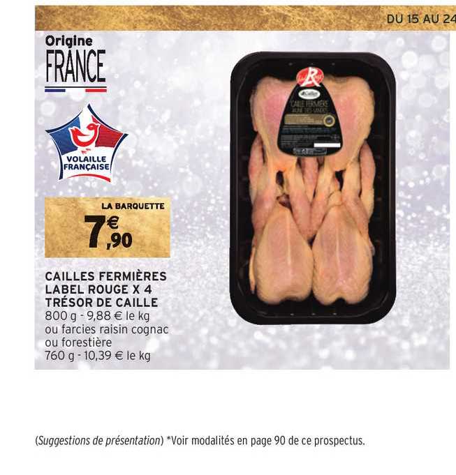 cailles fermières label rouge x 4 trésor de caille