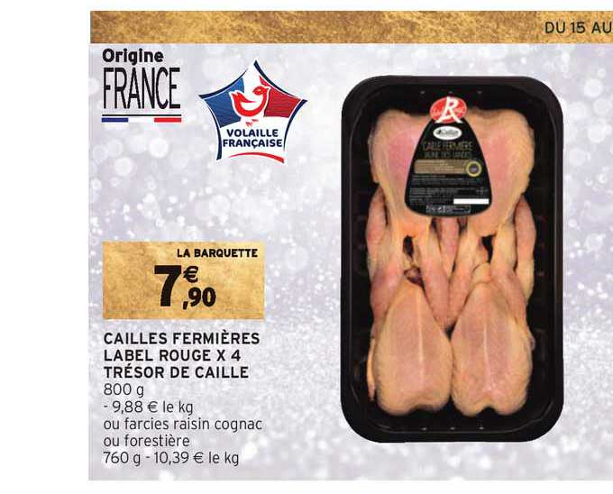 cailles fermières label rouge x4 trésor de caille