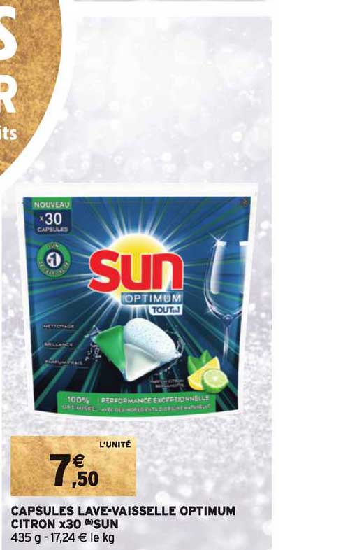 capsules lave vaisselle optimum citron x30 sun