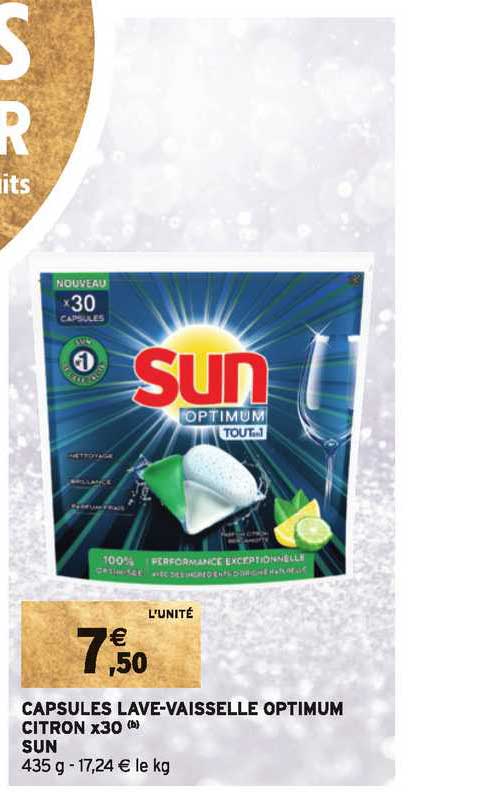 capsules lave vaisselle optimum citron x30 sun