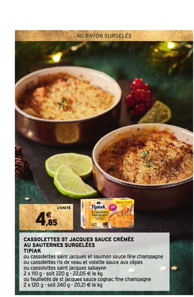 Cassolettes St Jacques Sauce Crémée Au Sauternes Surgelées Tipiak